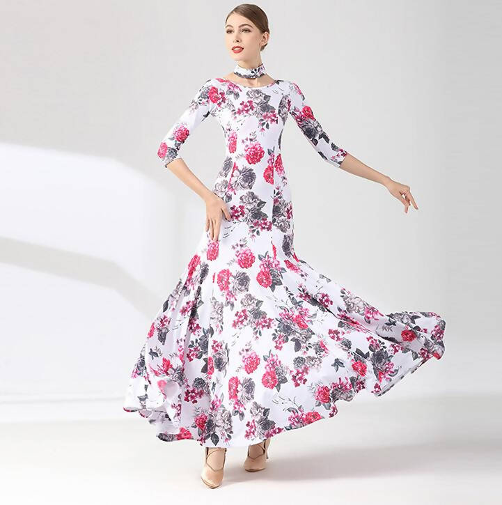 Floral Symphony Ballroom Dance Gown | 9075Dance Dressing