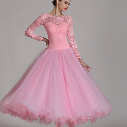 Pink/Blue Standard Ballroom Dancewear Dress with Lace (dancewear, standard dress) 7031