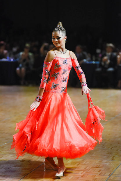 Vibrant Orange Standard Ballroom DressDance Dressing