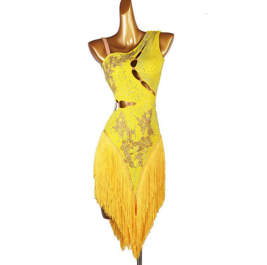 Yellow latin dance dress