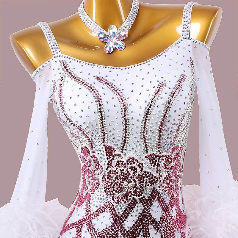 New White & Pink Ballroom Dress | MD1270Dance Dressing