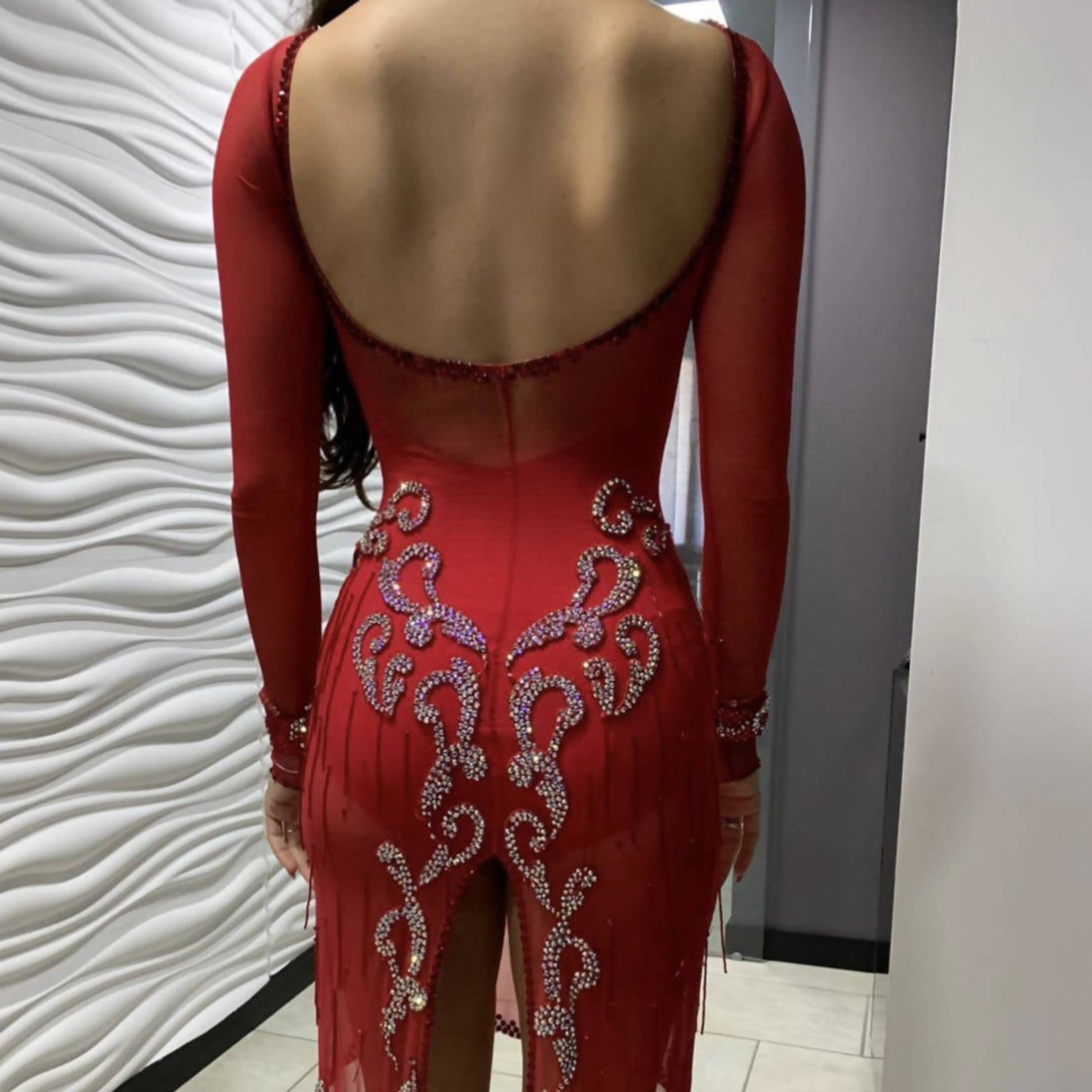 Red Latin Dress with Swarovski Stones, red latin dress, competition dress, rhythm dress, dance dresses for competition, rhythm dresses for sale