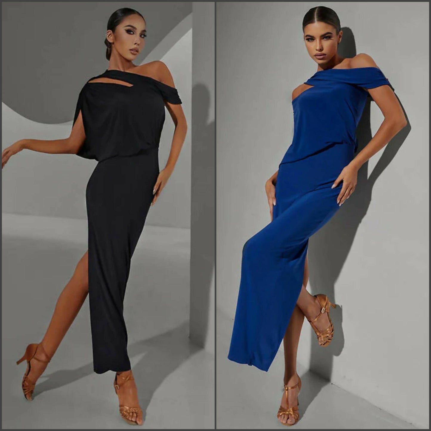 Stunning One-Shoulder Blue/Black Practice Dress | 2304