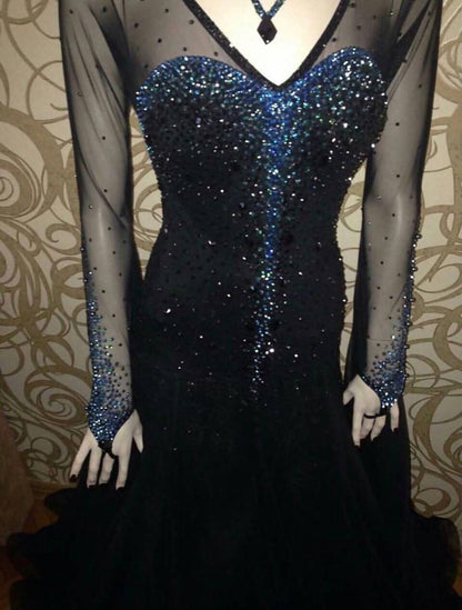 New Black Standard Ballroom Dress (ballroom dress for sale, standard, modern, smooth) - DDressing