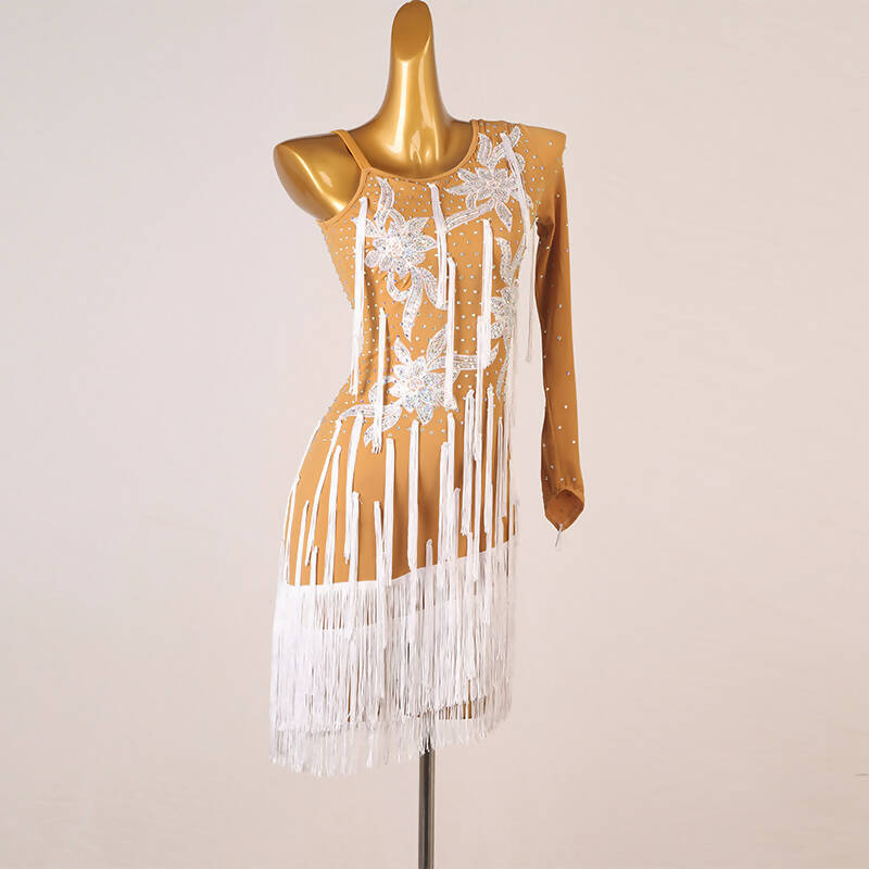 White Embellishments Rhythm Dress | LQ359Dance Dressing White Embellishments Rhythm Dress | LQ359Dance Dressing