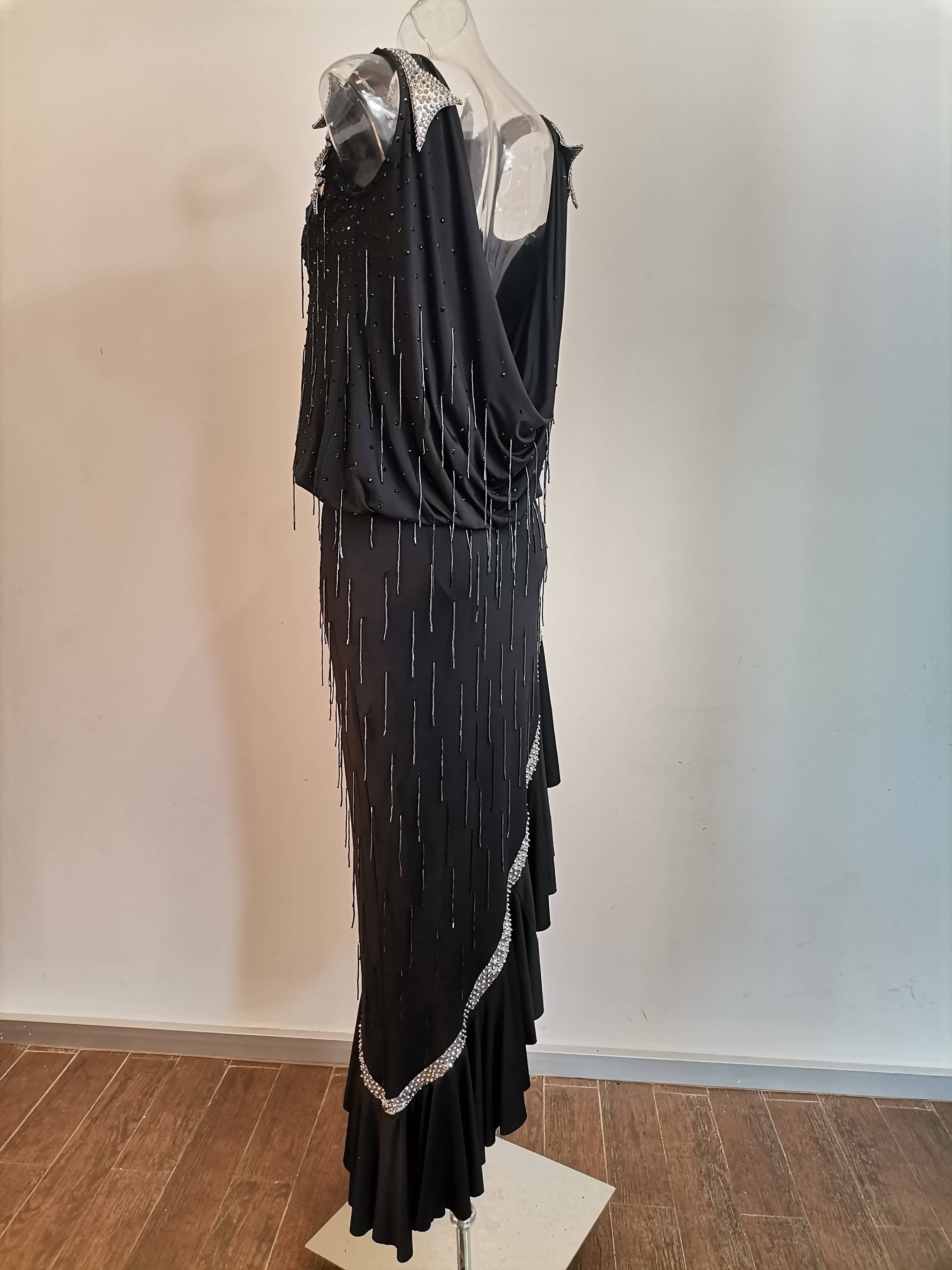 New Black Latin Dress With Crystals (latin dress for sale, latin, dancesport, rhythm)