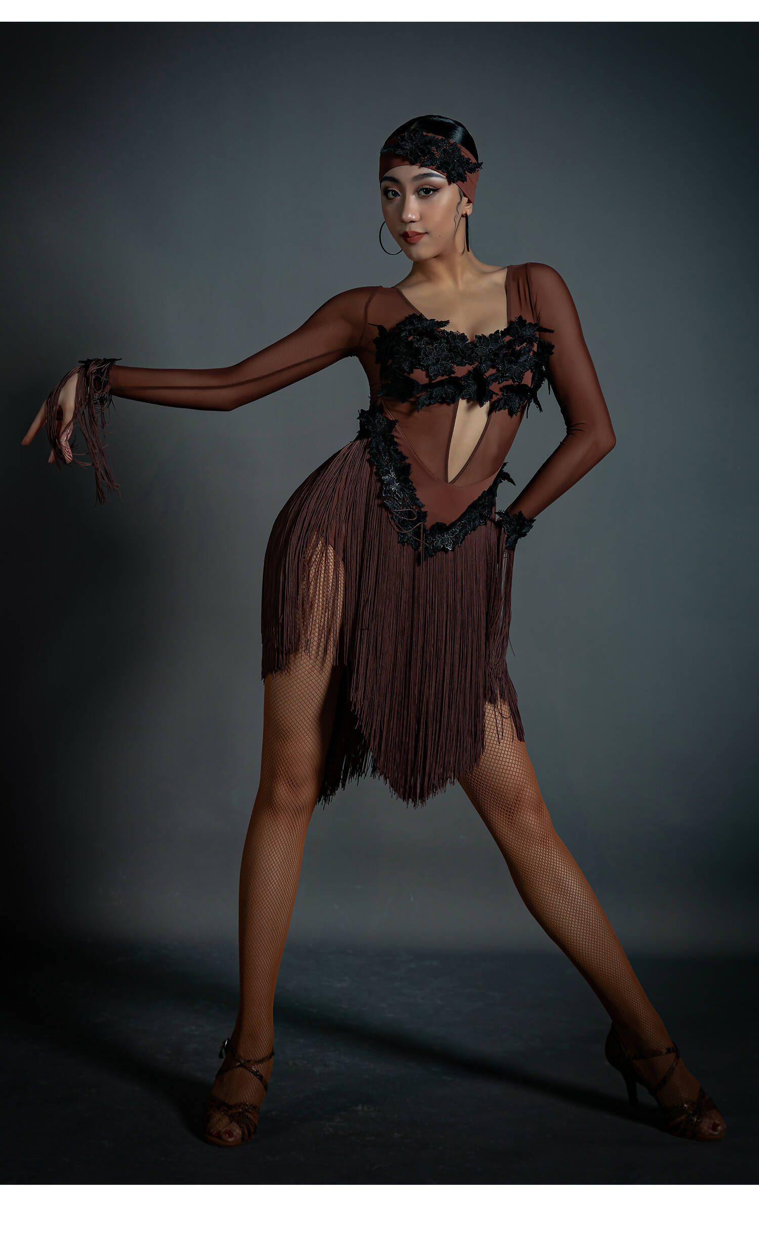 Brown/Black/White Latin Dancewear | 25J1Dance Dressing