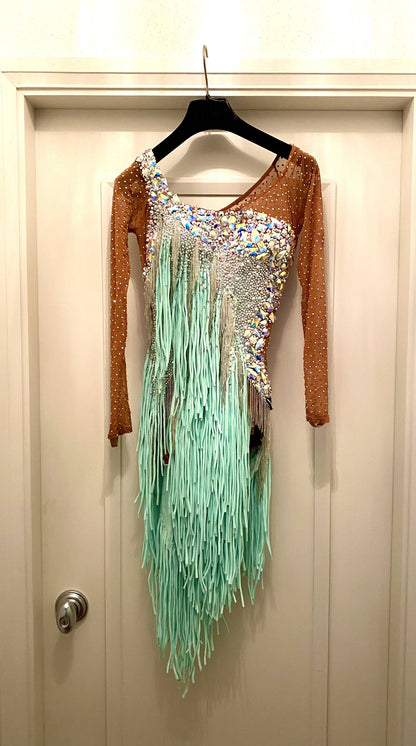Vesa Jade Green Latin Dress (latin dresses for sale, dancesport, rhythm)