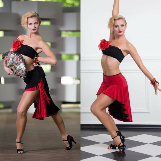 Red latin practice skirt, clothes for dance practice