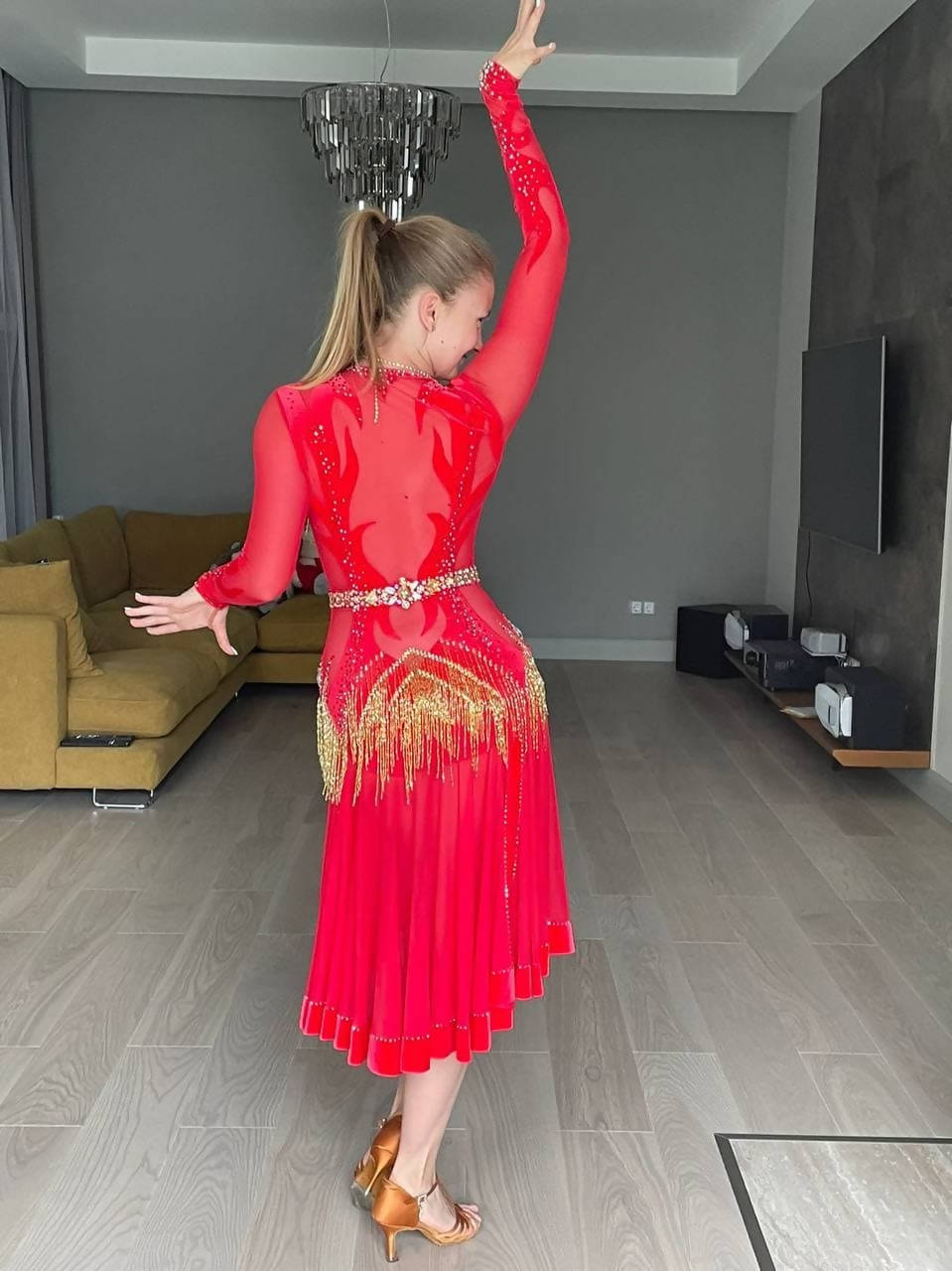 Red Latin Dress For Junior 2 (latin dress for sale, latin, dancesport, rhythm)