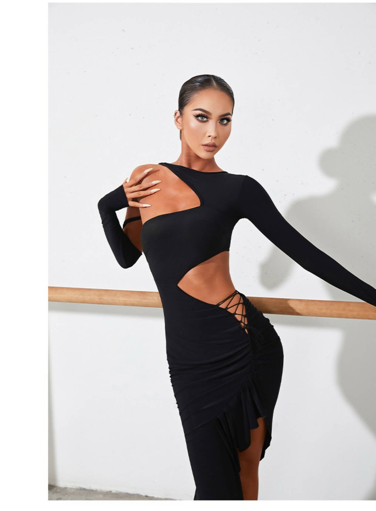 New Black Latin Dancewear Dress (dancewear, dance practice wear) 2244